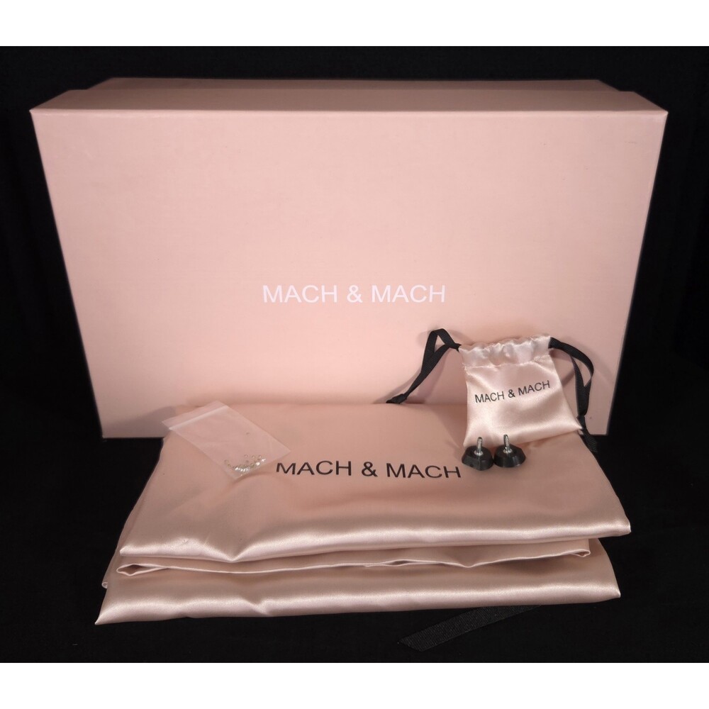 Mach & Mach Glitter Double Bow Pumps US 5 EU 35 Womens Silver Crystal $1100 - Picture 12 of 13